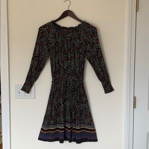 LOFT Floral Long Sleeve Knee Length Dress